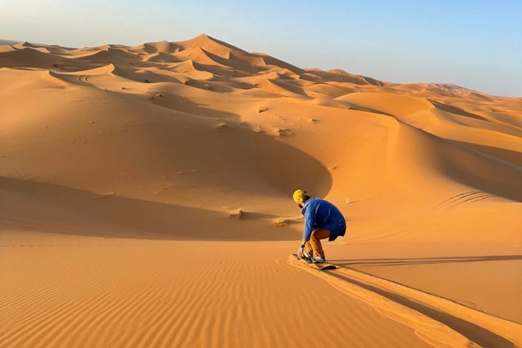 Sandboarding Activity in Merzouga desert